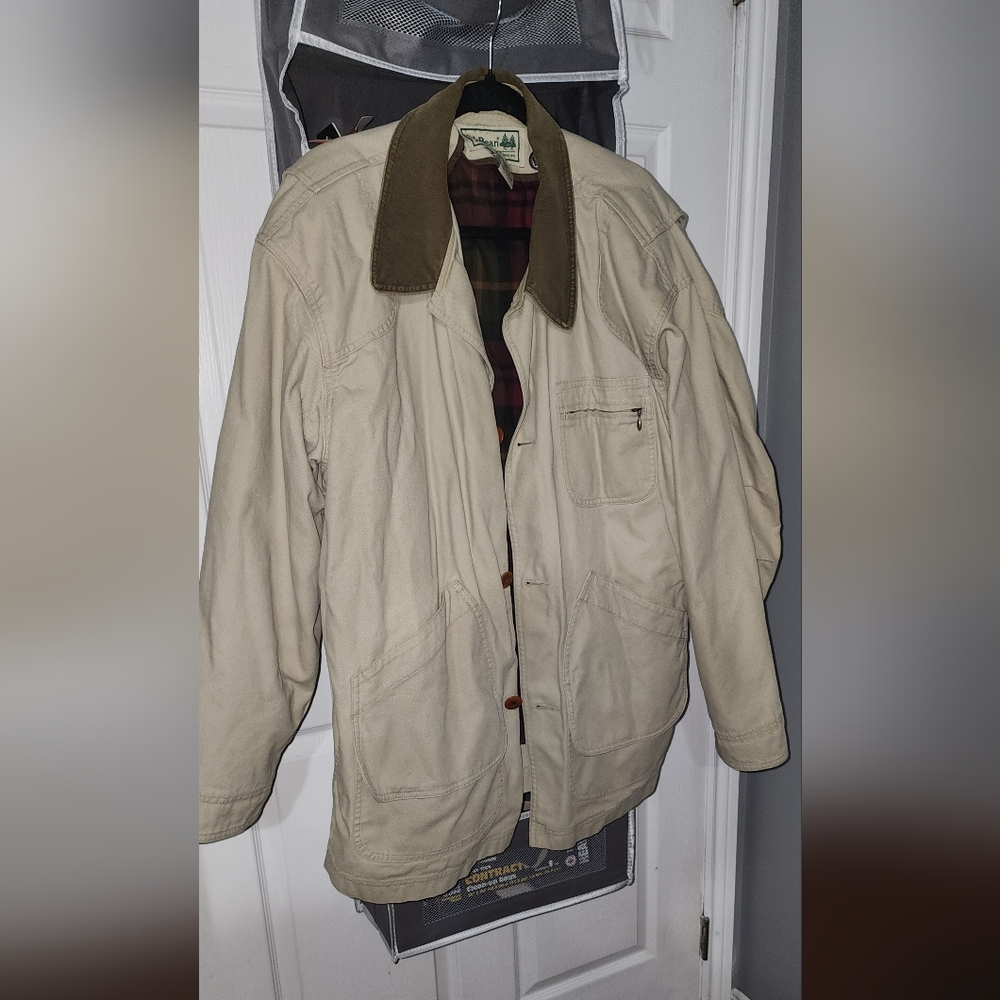 Mens XL L.L. Bean Beige Chore Jacket